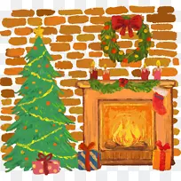 圣诞树炉壁炉圣诞老人-图圣诞壁炉