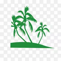 非洲-绿色椰子树卡通插图