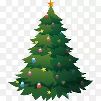 圣诞树-用彩灯装饰的圣诞树