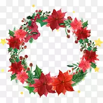 圣诞花环圣诞老人-圣诞花环装饰元素植物