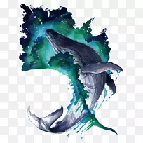 鲸鱼水彩画插图.鲸