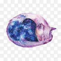 猫水彩画艺术天空猫