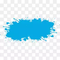 水彩画-天蓝色油墨效果阴影