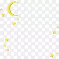 黄色区域图案-夜空中的月亮和星星