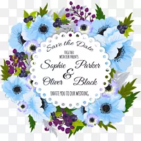 鲜花婚礼邀请函-蓝色花卉装饰标题栏