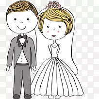 结婚请柬插画-手绘情侣
