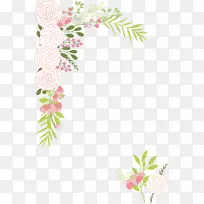 婚礼邀请函下载-浪漫粉色茶花边框