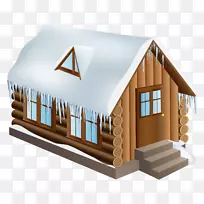 雪屋冬季剪贴画-冬季小屋PNG剪贴画-艺术形象