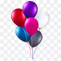 气球生日蛋糕剪贴画-五彩缤纷的气球团