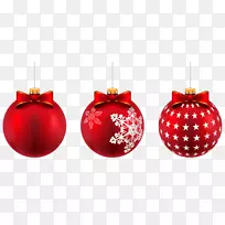 圣诞装饰品圣诞剪贴画-美丽的红色圣诞球PNG剪贴画-艺术形象