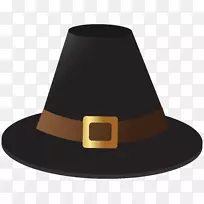 朝圣者帽夹艺术-黑色朝圣者帽透明PNG图像