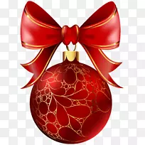 圣诞日圣诞装饰品圣诞装饰剪贴画-圣诞球红色透明PNG图片