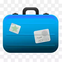 手提箱行李图标夹艺术-透明蓝色行李箱PNG剪贴画
