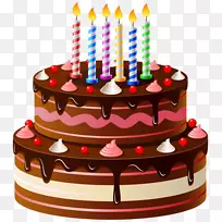 生日蛋糕侄子和侄女祝福贺卡-巧克力蛋糕PNG
