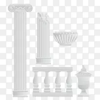 白色产品图案-希腊栅栏柱和元素PNG剪贴画