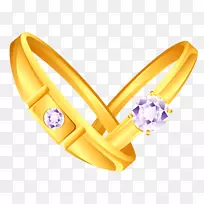 结婚戒指耳环-镶有钻石的金戒指