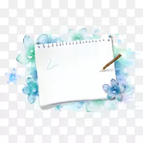 纸质笔记本下载插图-蓝色花朵信封