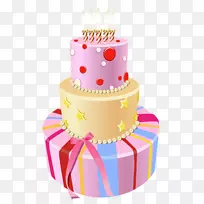 生日蛋糕剪贴画-粉红色生日蛋糕PNG剪贴画