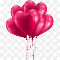 生日蛋糕祝福贺卡剪贴画-一串心气球透明PNG图像