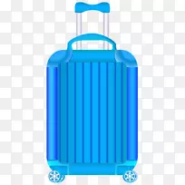 手提箱旅行夹艺术-蓝色手推车行李箱