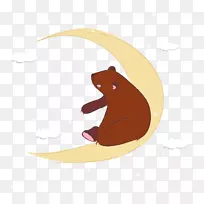 棕熊-一只北极熊坐在新月图上。