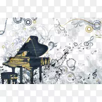 钢琴、乐谱、乐器、利贝斯兰.创造性卡通、手绘乐器、钢琴