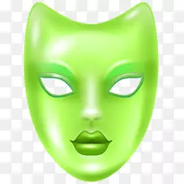 面具嘉年华剪贴画-嘉年华脸面具绿PNG剪辑艺术形象