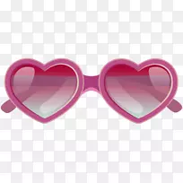 飞行员太阳镜剪贴画-粉红色心脏太阳镜