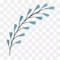 画花墨水-蓝色枝条花