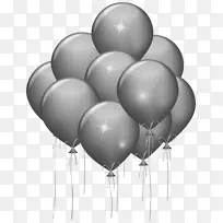 气球派对金彩纸生日-银色气球透明剪贴画形象