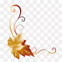 秋叶彩色剪贴画-秋天透明叶装饰图片