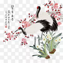 丹顶鹤画花鸟画工艺品