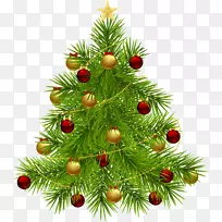 圣诞树新年剪贴画-带装饰的透明PNG圣诞树