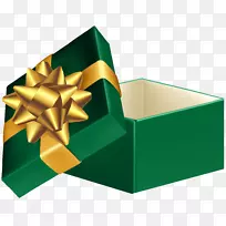 礼品盒剪贴画-绿色开放礼品盒PNG剪贴画图片