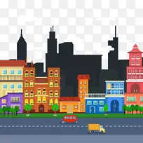 城市景观平面设计天际线剪贴画.城市交通