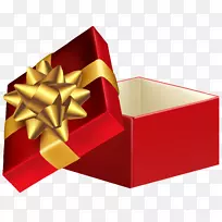 礼品盒圣诞日剪贴画-红色打开礼品盒PNG剪贴画图片