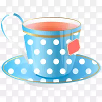 茶杯艺术-蓝茶杯PNG透明剪贴画图像