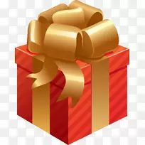 圣诞礼品剪贴画-礼品红盒PNG图片