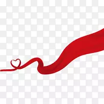 品牌字体-红色简单爱情丝带装饰图案