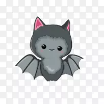 小猫卡通胡须猫卡瓦伊蝙蝠怪物