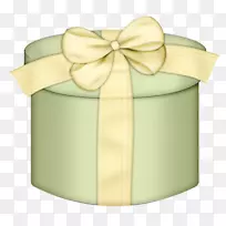 礼品盒，纸制生日夹，艺术-绿色圆形礼品盒，PNG剪贴画