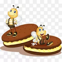 托特饼干卷意面蛋糕-三明治蛋糕上的蜜蜂