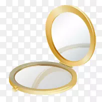 紧凑型镜子化妆品剪贴画-金色紧凑型镜子PNG剪贴画