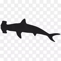 鲨鱼剪影海豚-锤头鲨剪影PNG剪贴画图像