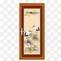 画框文字创意艺术卡通-丹顶鹤创意门