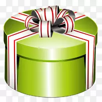 礼品盒摄影剪辑艺术-绿色圆形礼品盒与蝴蝶兰剪贴画