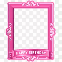 生日蛋糕祝你生日快乐剪贴画-生日快乐框架粉红PNG剪贴画