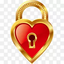 钥匙挂锁心脏夹艺术.锁PNG材料