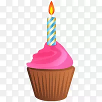 生日蛋糕纸杯蛋糕剪贴画生日蛋糕带蜡烛透明剪贴画图案的生日松饼