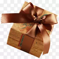 纸盒礼品包装工艺.带棕色蝴蝶结的棕色礼品